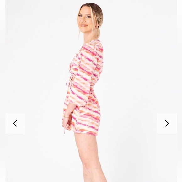 Meet Me In Santorini Pink, Orange, White Peekaboo Goddess Romper - Picture 3 of 16